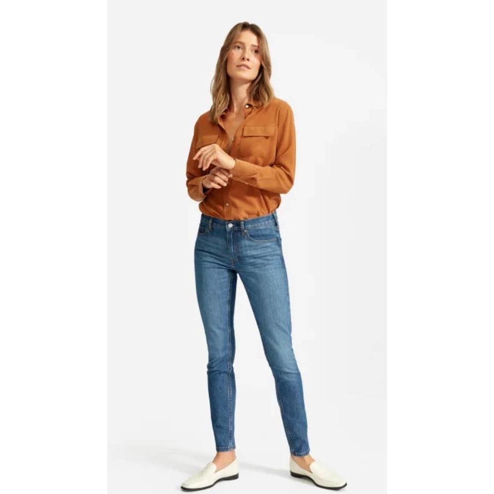 Everlane Mid-Rise Authentic Stretch Skinny Jean Mid-Blue Wash 28 Regular